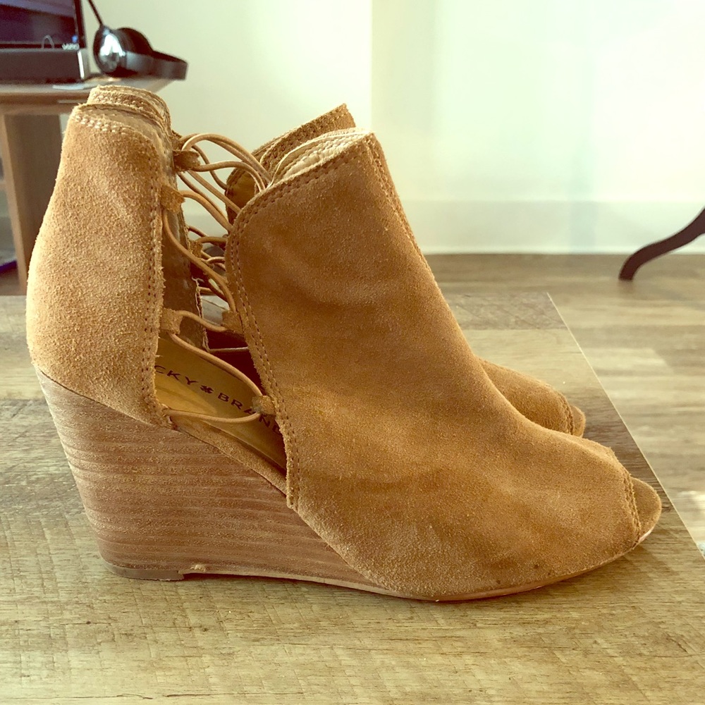 Lucky Brand Suede Wedge Booties
